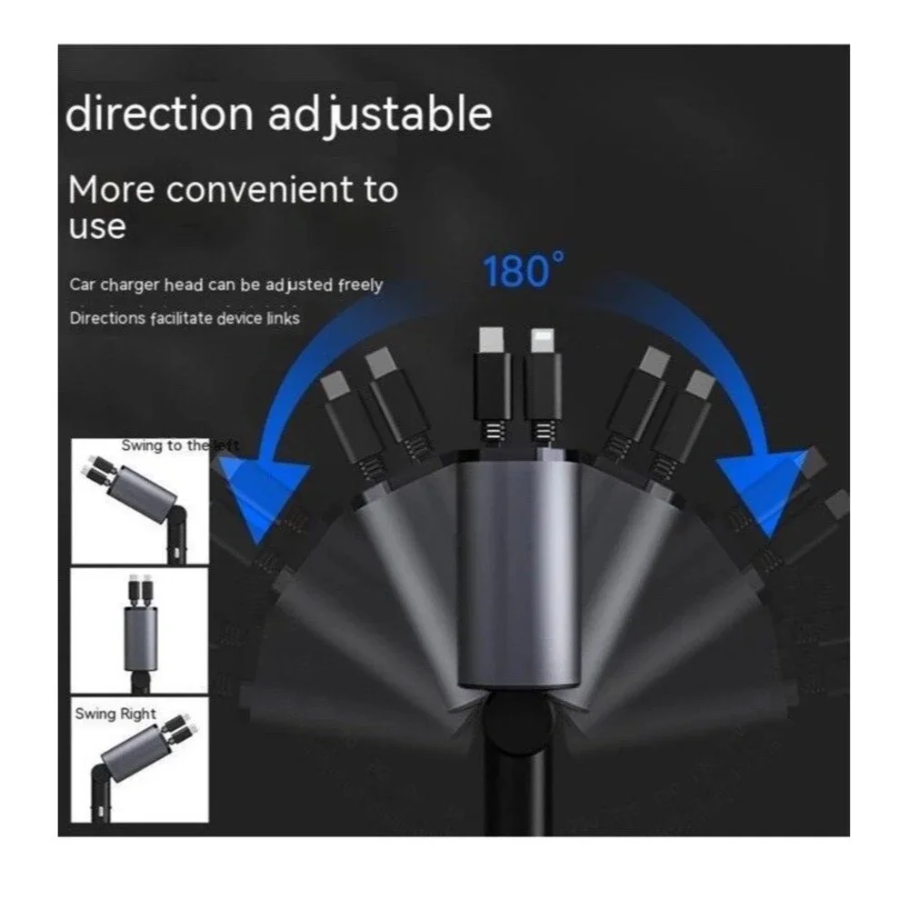 Metal Car Charger 120W Super Fast Charging Car Cigarette Lighter USB And TYPE-C